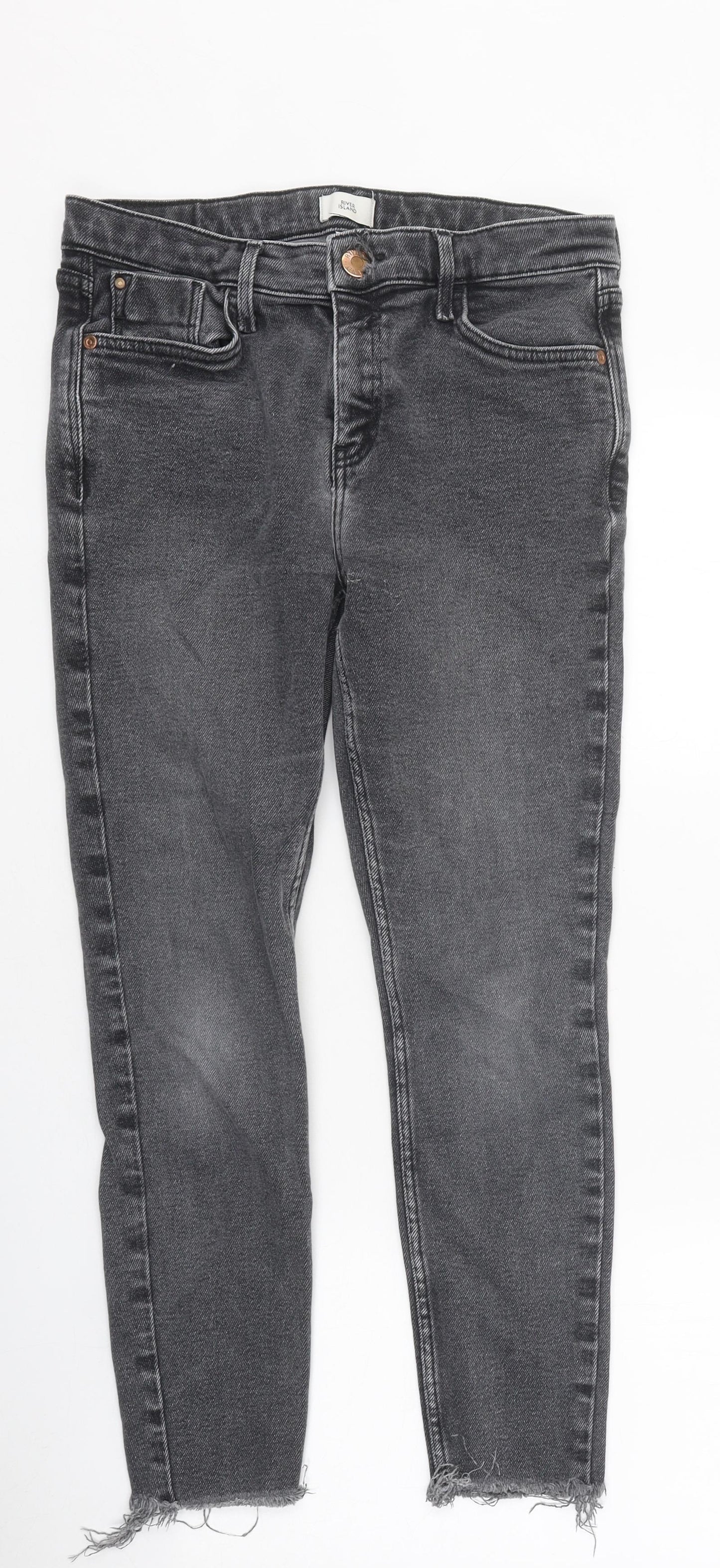 River Island Womens Black Elastane Skinny Jeans Size 12 L25 in Regular Zip