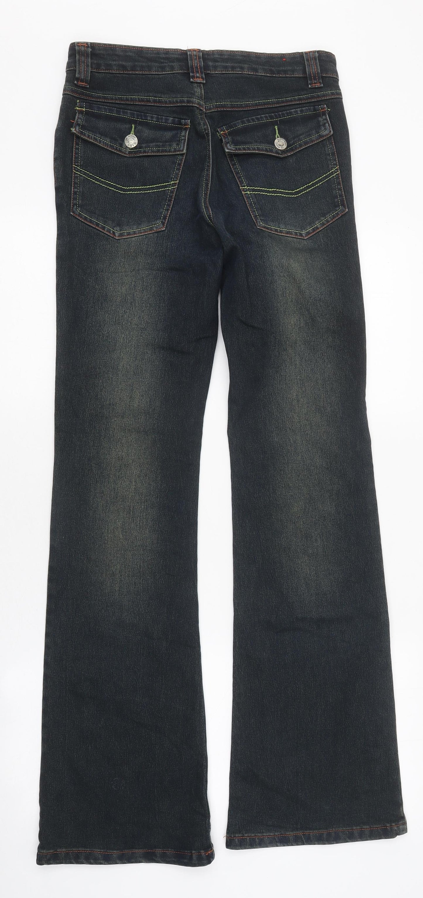 Miss Harvey Womens Black 100% Cotton Flared Jeans Size 8 L33 in Regular Zip