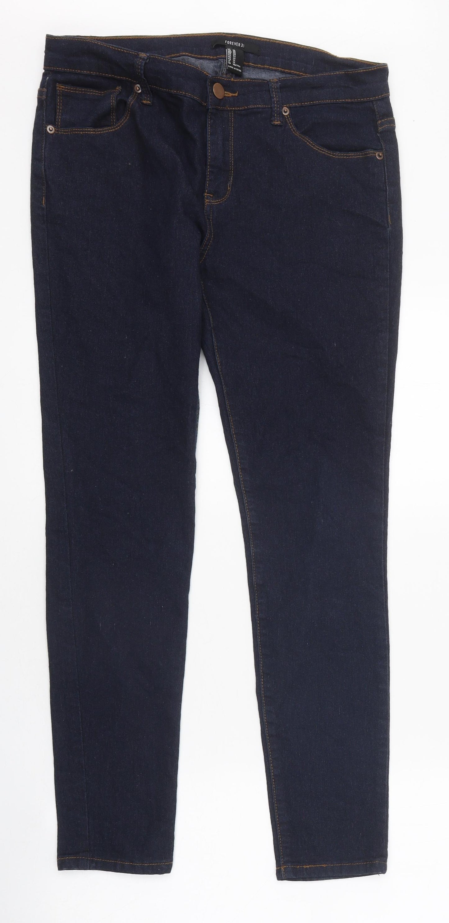 FOREVER 21 Womens Blue 100% Cotton Skinny Jeans Size 34 in L30 in Regular Zip