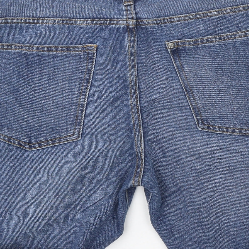 H&M Mens Blue Cotton Biker Shorts Size 30 in L9 in Regular Zip