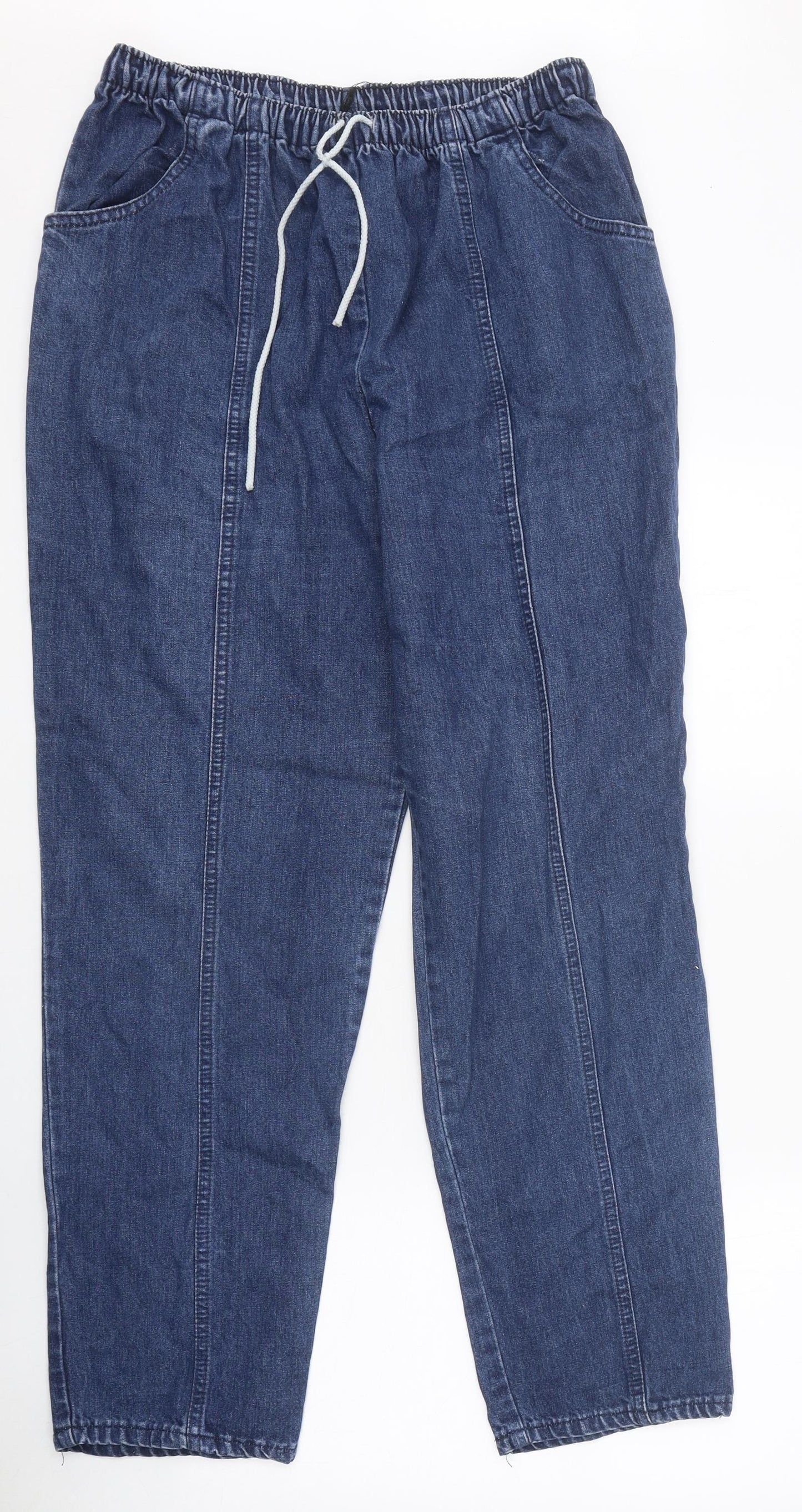 Preworn Mens Blue Cotton Straight Jeans Size 36 in L29 in Regular Drawstring