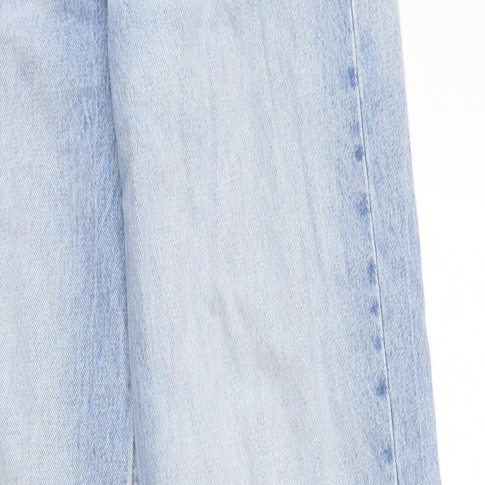 Zara Womens Blue 100% Cotton Wide-Leg Jeans Size 36 in L30 in Regular Zip