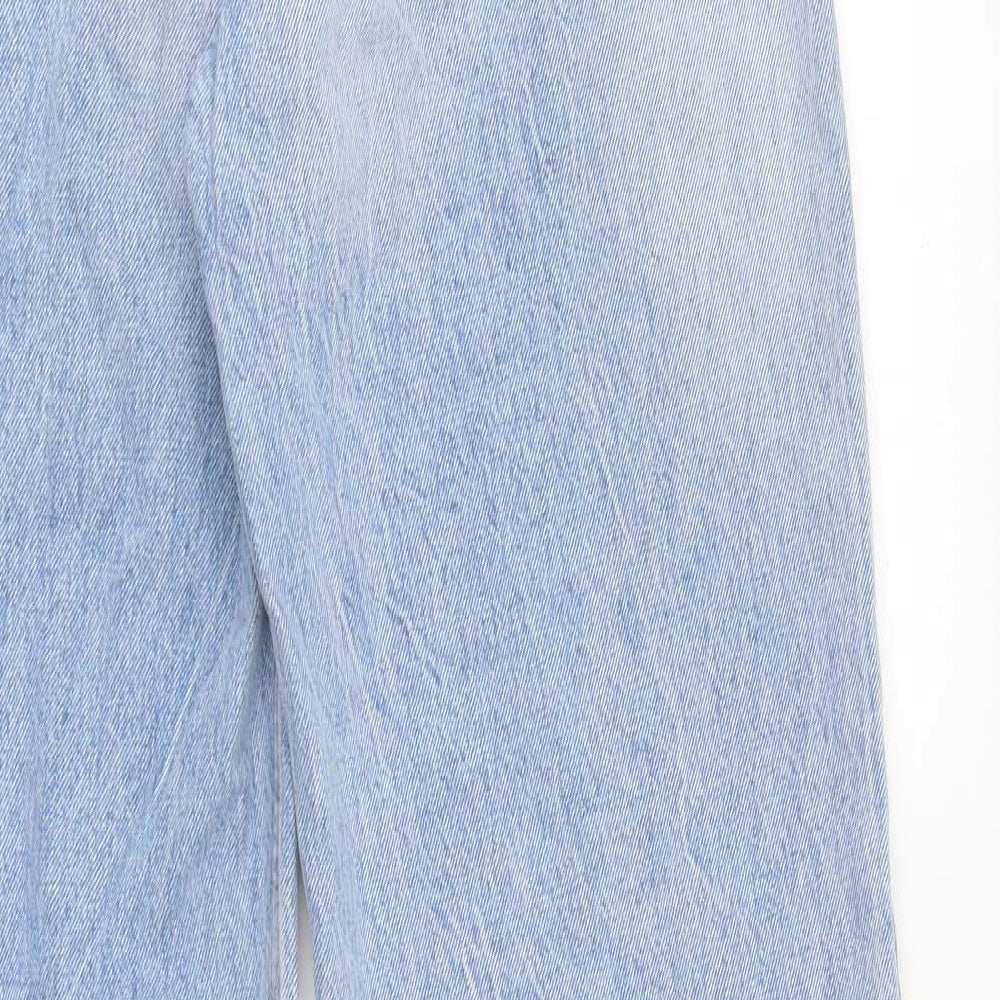 Zara Womens Blue 100% Cotton Wide-Leg Jeans Size 36 in L30 in Regular Zip