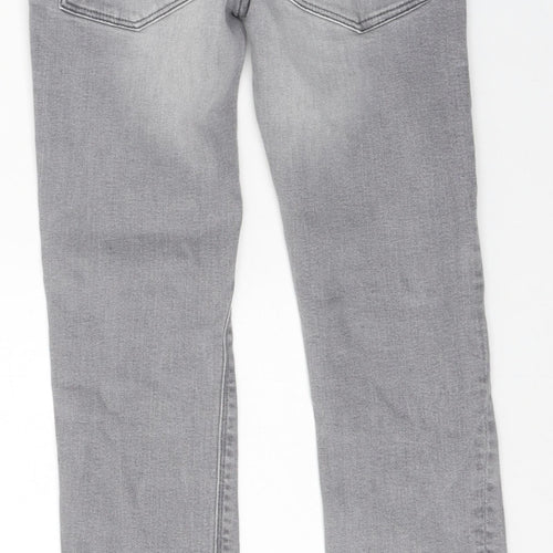 NEXT Boys Grey 100% Cotton Skinny Jeans Size 9 Months Regular Zip - Distressed