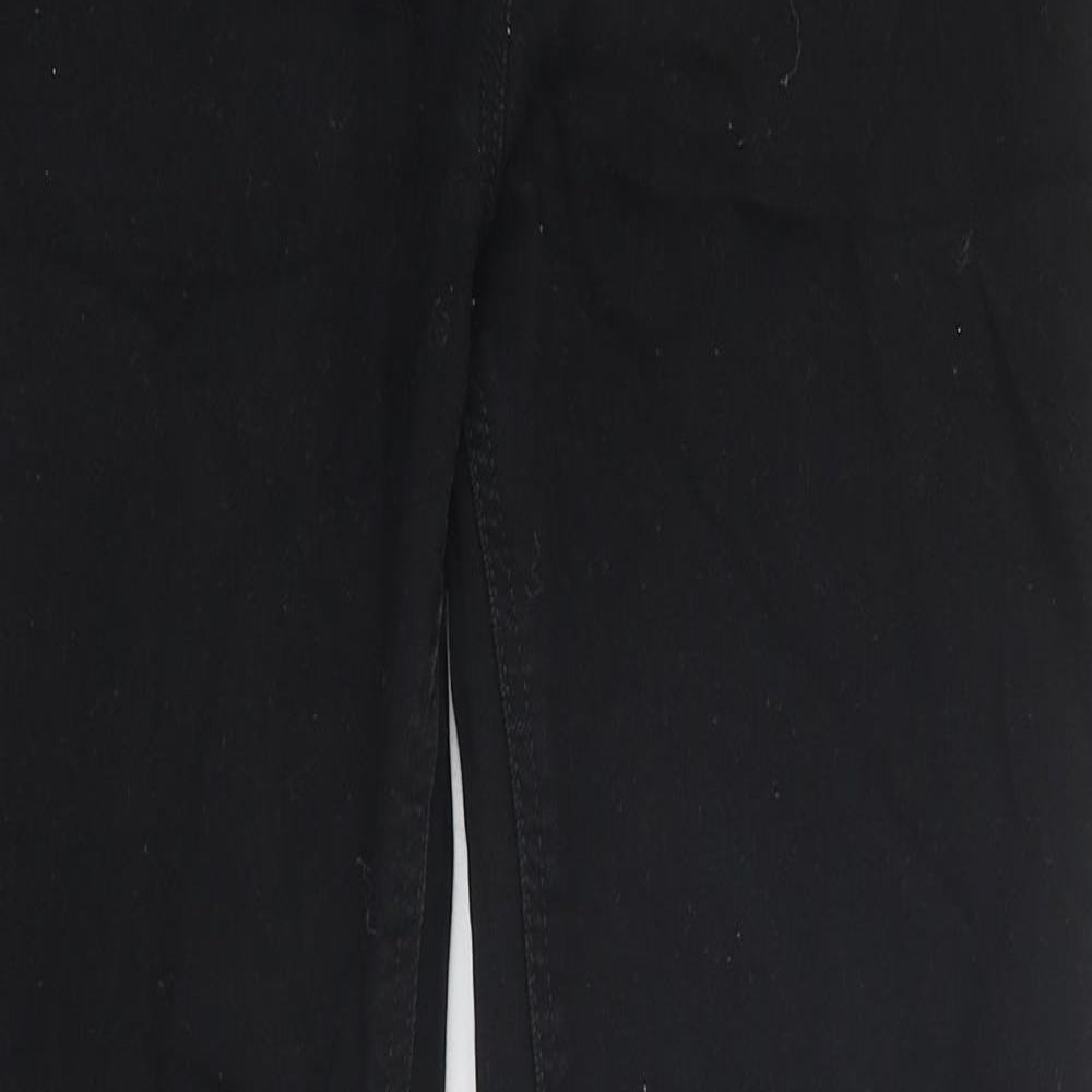 NEXT Womens Black 100% Cotton Straight Jeans Size 14 L26 in Slim Zip