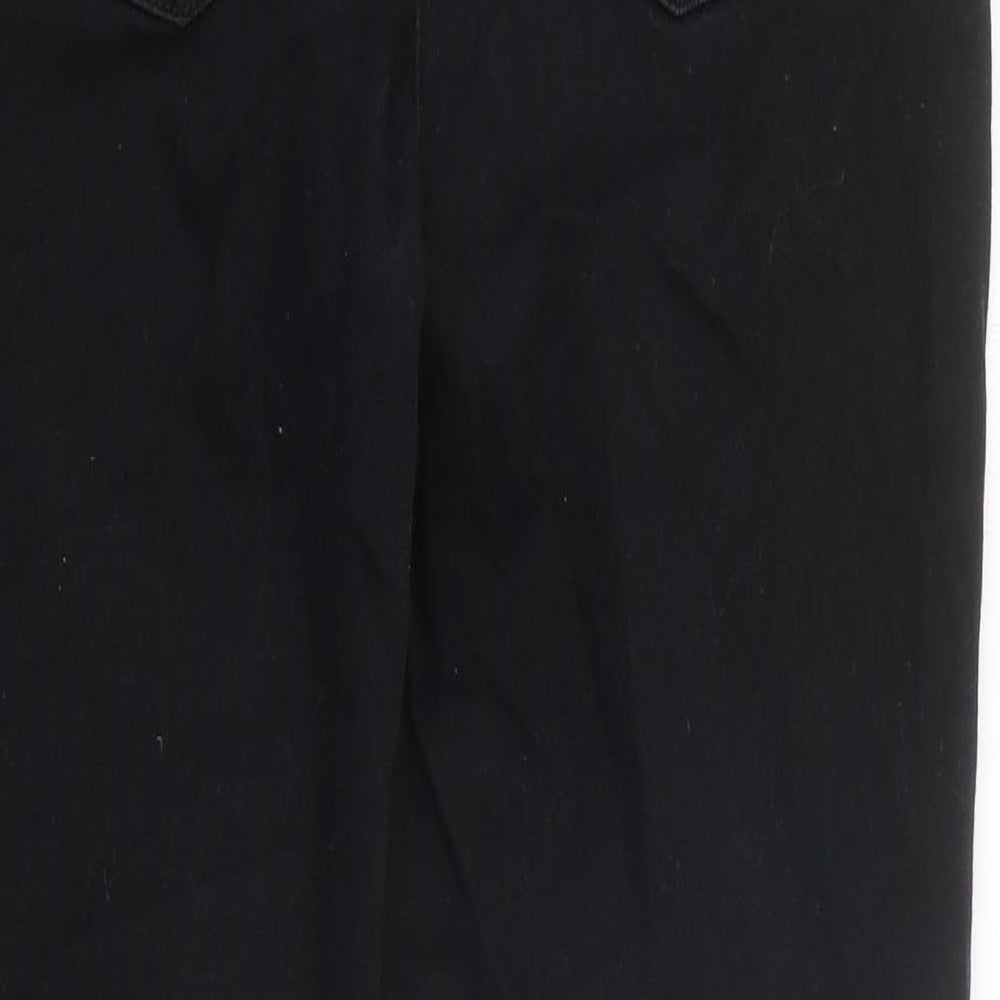 NEXT Womens Black 100% Cotton Straight Jeans Size 14 L26 in Slim Zip