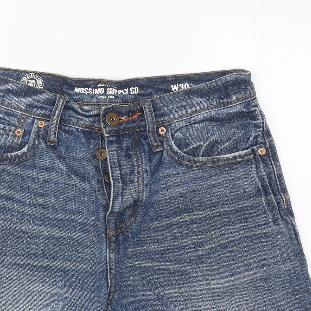 Mossimo Mens Blue Cotton Chino Shorts L8 in Regular Button