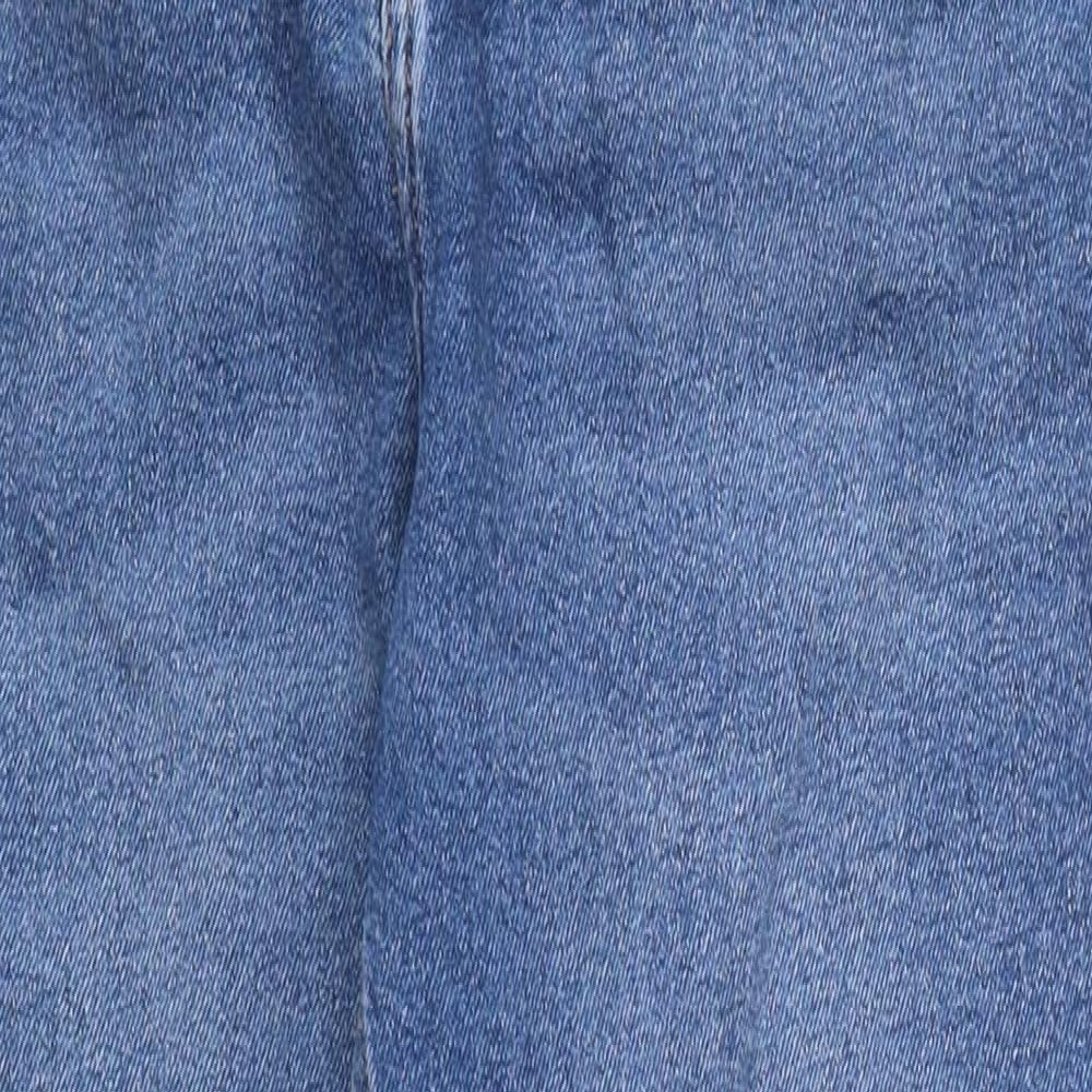 NEXT Womens Blue 100% Cotton Mom Jeans Size 12 L26 in Regular Zip