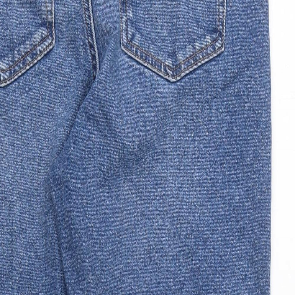 NEXT Womens Blue 100% Cotton Mom Jeans Size 12 L26 in Regular Zip