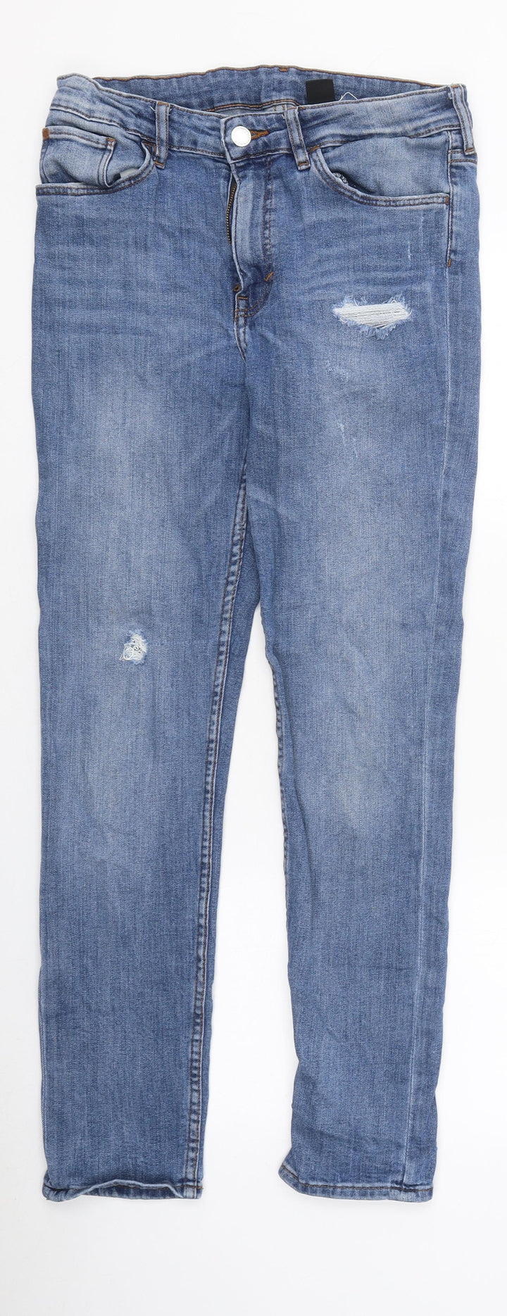H&M Womens Blue 100% Cotton Skinny Jeans Size 30 in L31 in Regular Zip
