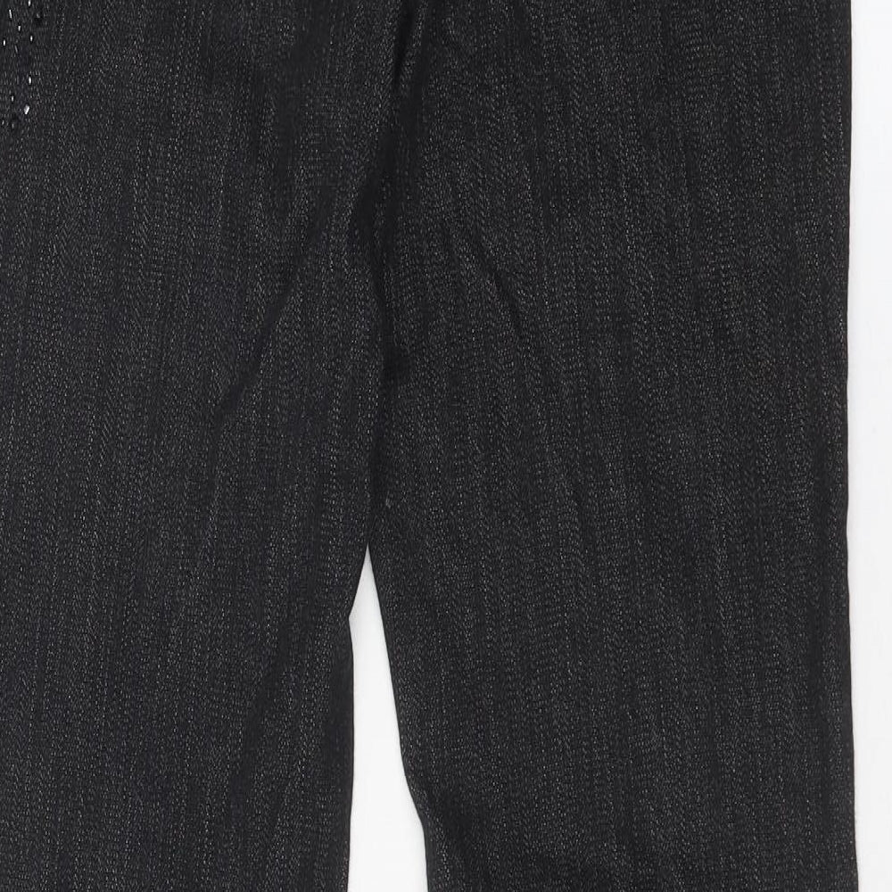 NEXT Womens Black 100% Cotton Flared Jeans Size 8 L26 in Regular Zip