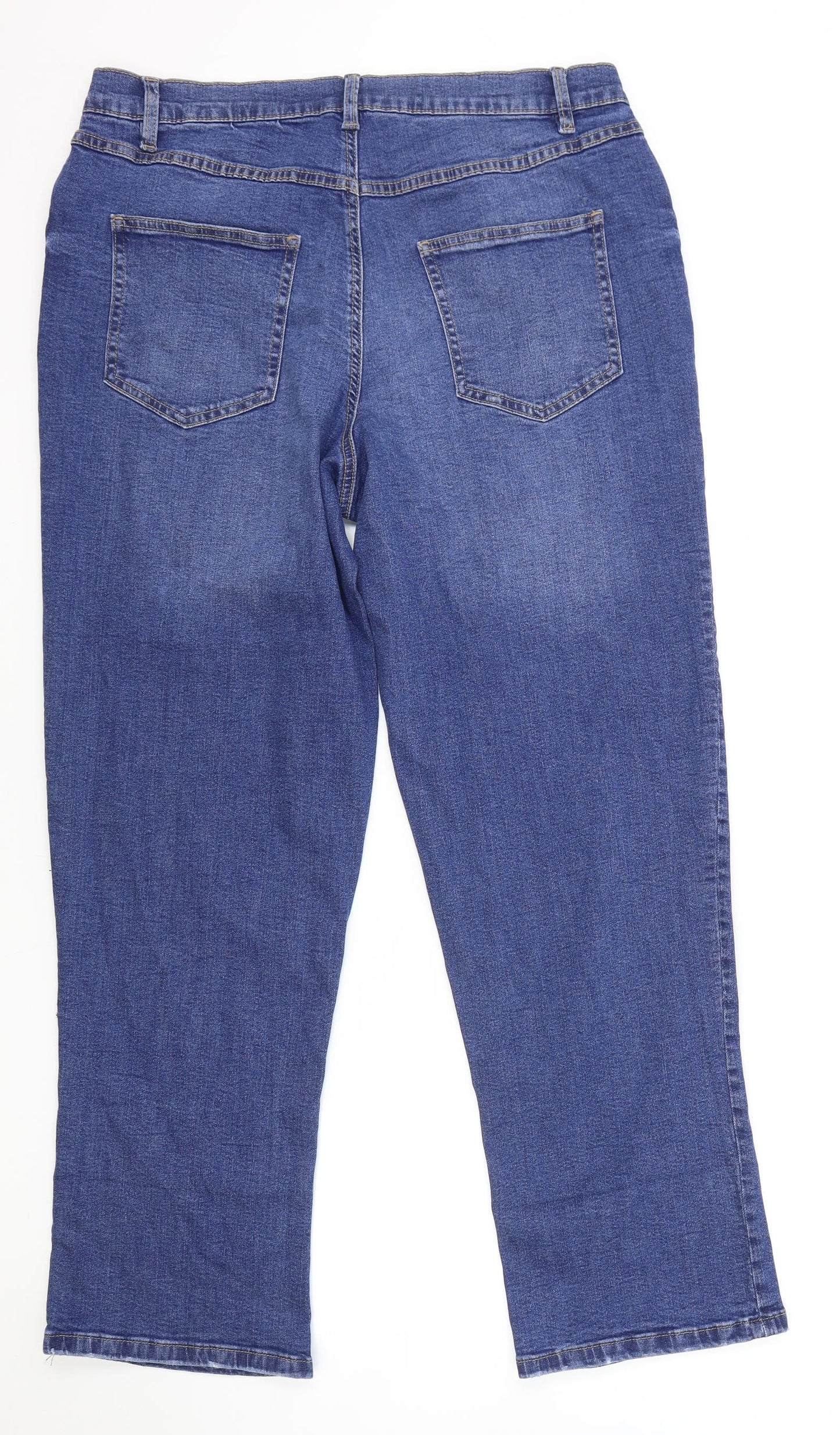 Rainbow Womens Blue Cotton Straight Jeans Size 20 L29 in Regular Zip