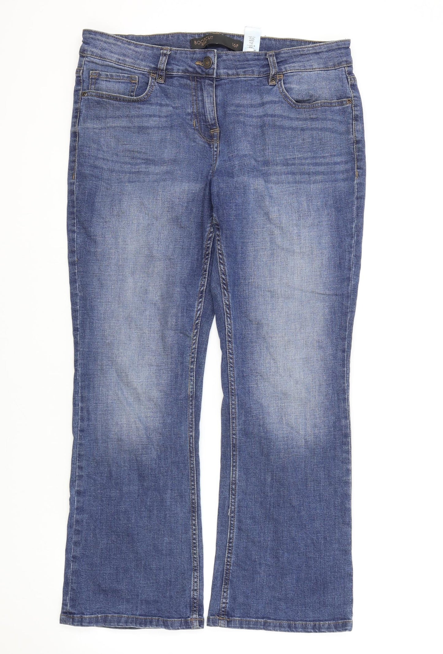 NEXT Womens Blue Cotton Bootcut Jeans Size 16 L27 in Regular Zip