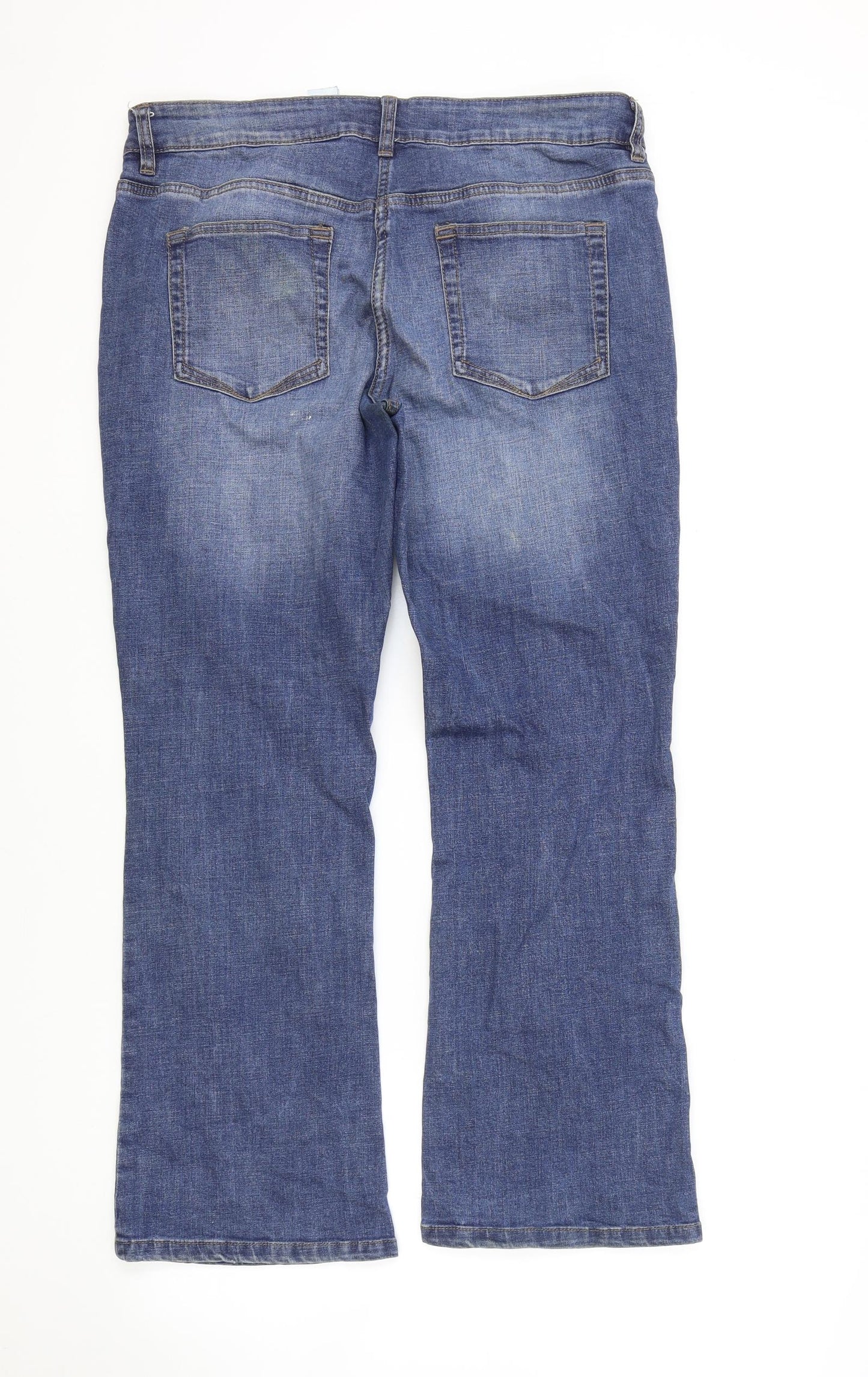 NEXT Womens Blue Cotton Bootcut Jeans Size 16 L27 in Regular Zip