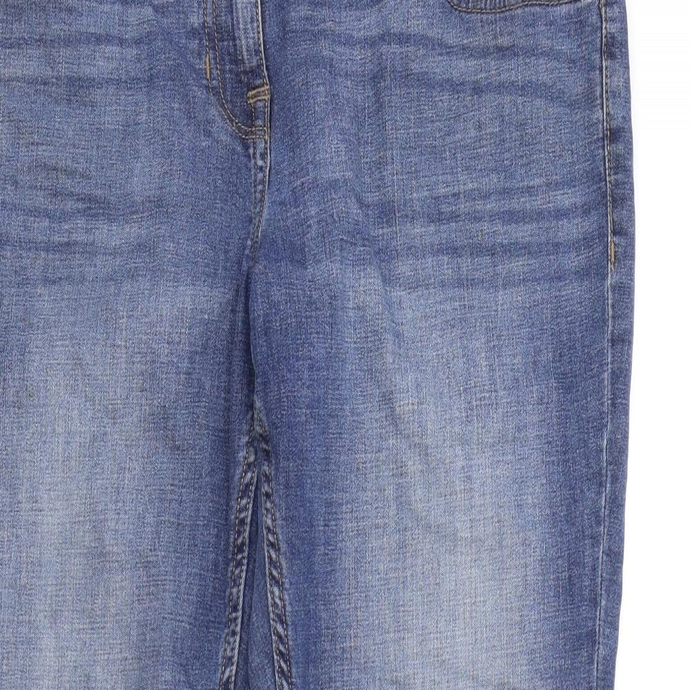 NEXT Womens Blue Cotton Bootcut Jeans Size 16 L27 in Regular Zip