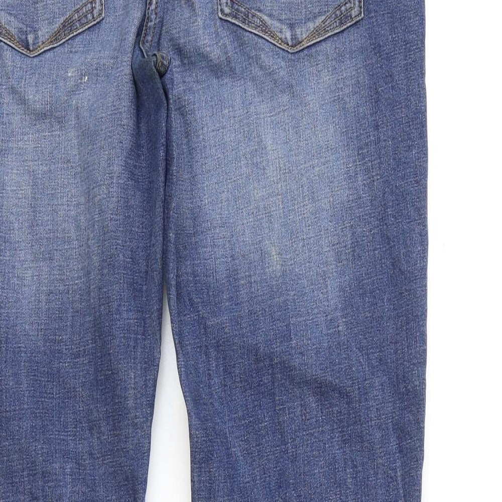NEXT Womens Blue Cotton Bootcut Jeans Size 16 L27 in Regular Zip