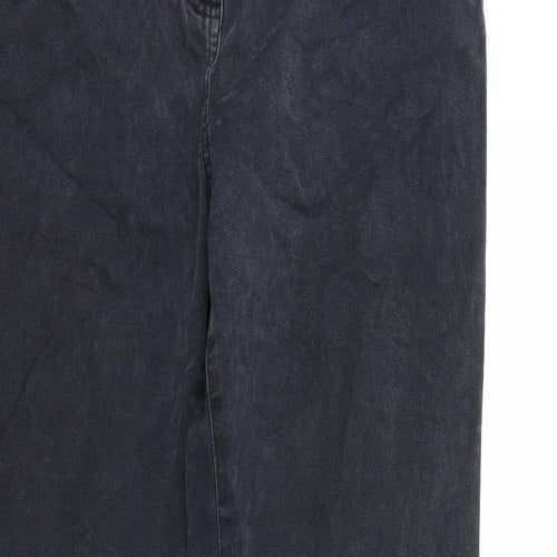 CC Womens Black Animal Print Cotton Straight Jeans Size 12 L30 in Regular Zip