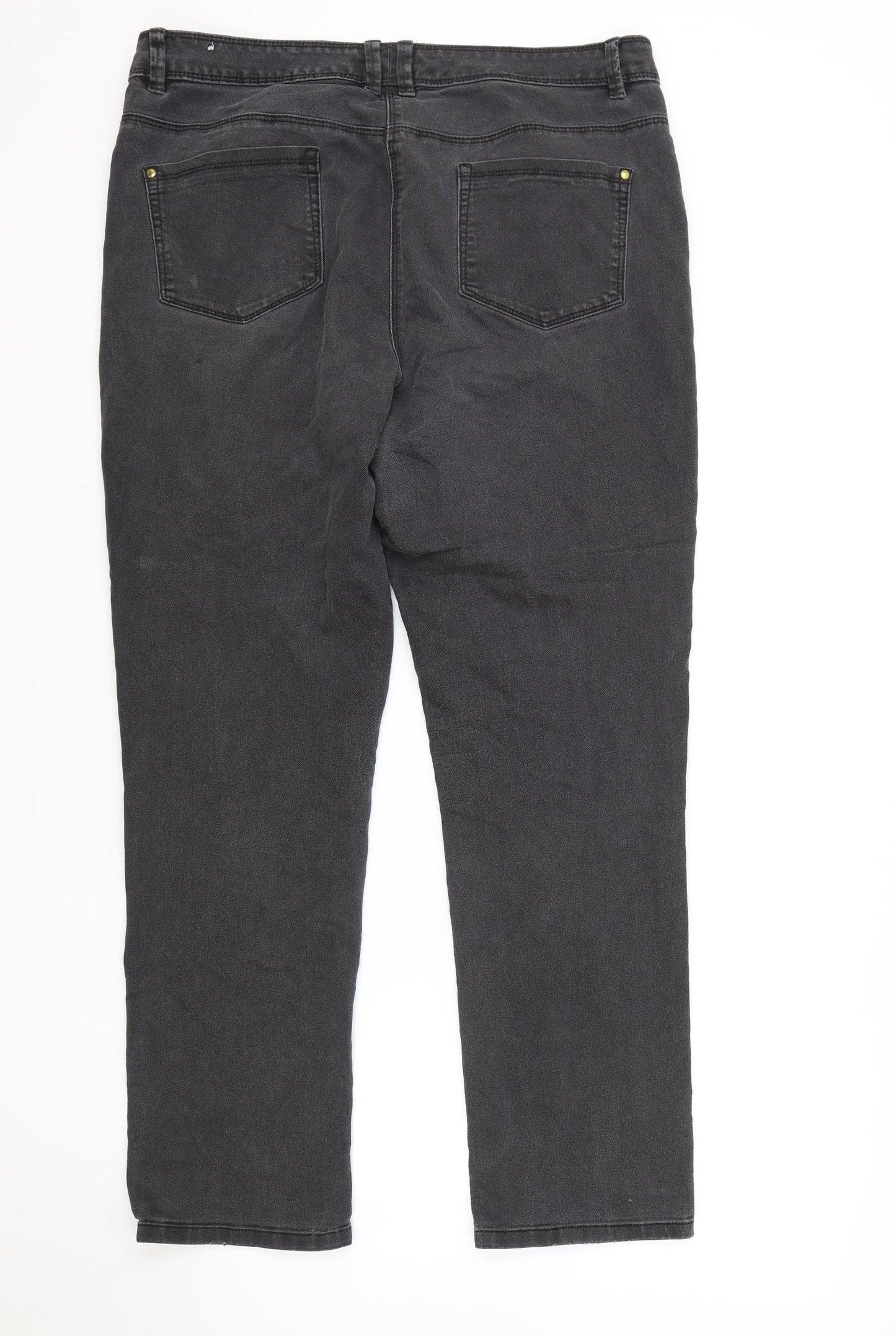 BHS Womens Grey Cotton Straight Jeans Size 16 L29 in Regular Zip