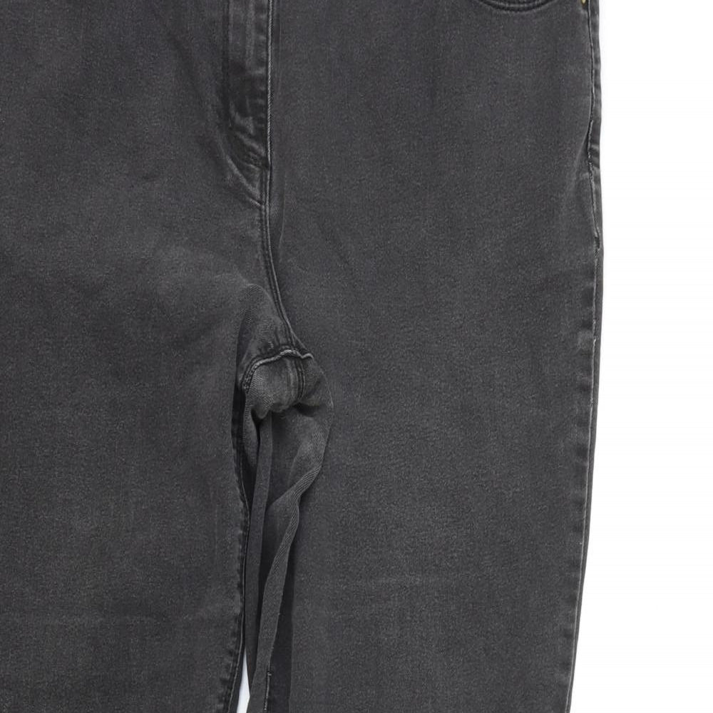 BHS Womens Grey Cotton Straight Jeans Size 16 L29 in Regular Zip