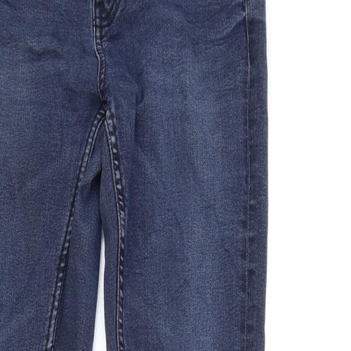 Marks and Spencer Womens Blue Cotton Skinny Jeans Size 8 L26 in Regular Zip