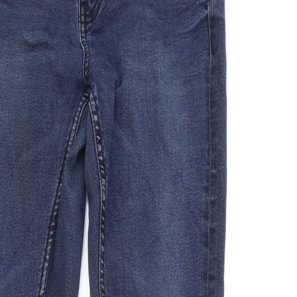 Marks and Spencer Womens Blue Cotton Skinny Jeans Size 8 L26 in Regular Zip