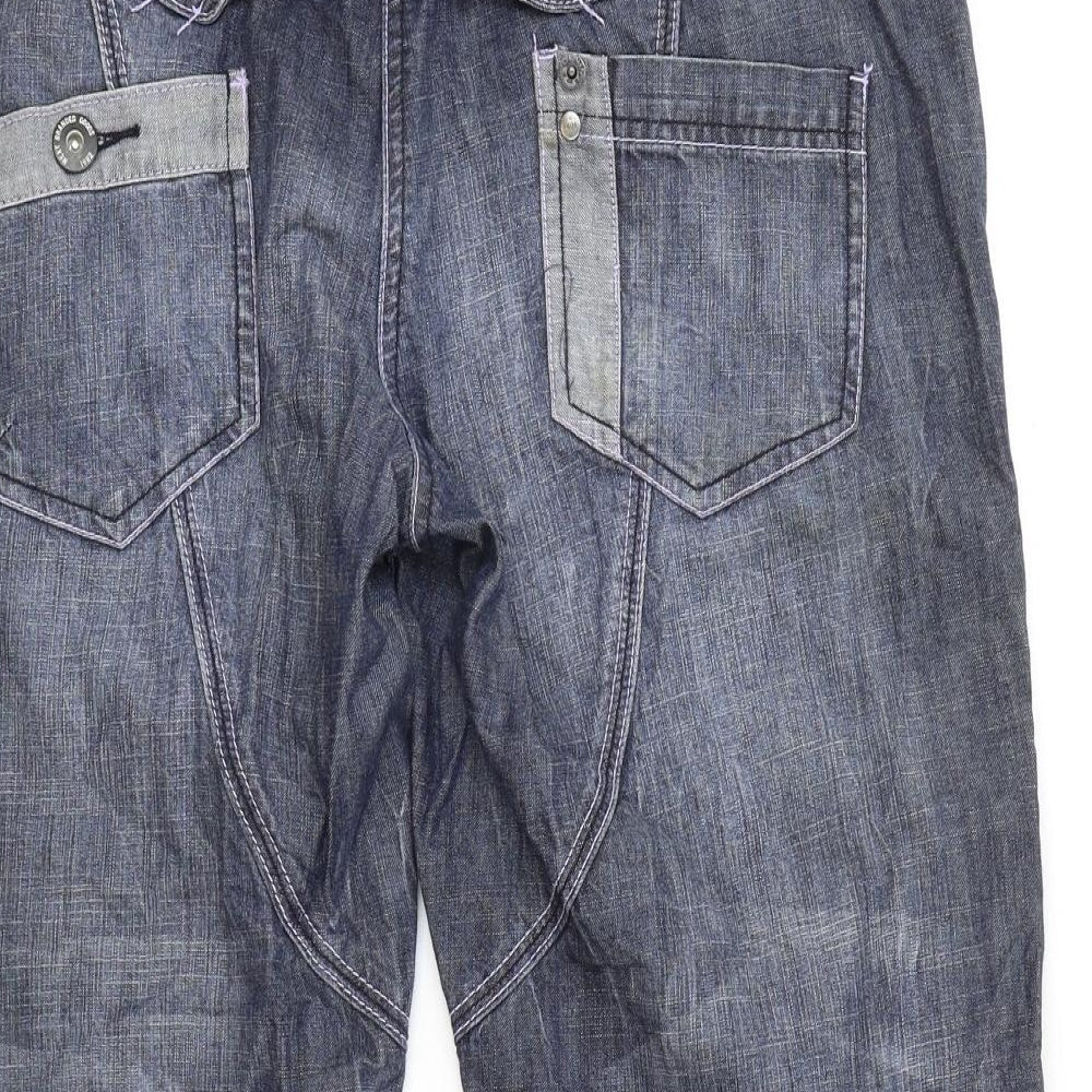 NEXT Womens Blue Cotton Cropped Jeans Size 14 L20 in Regular Zip