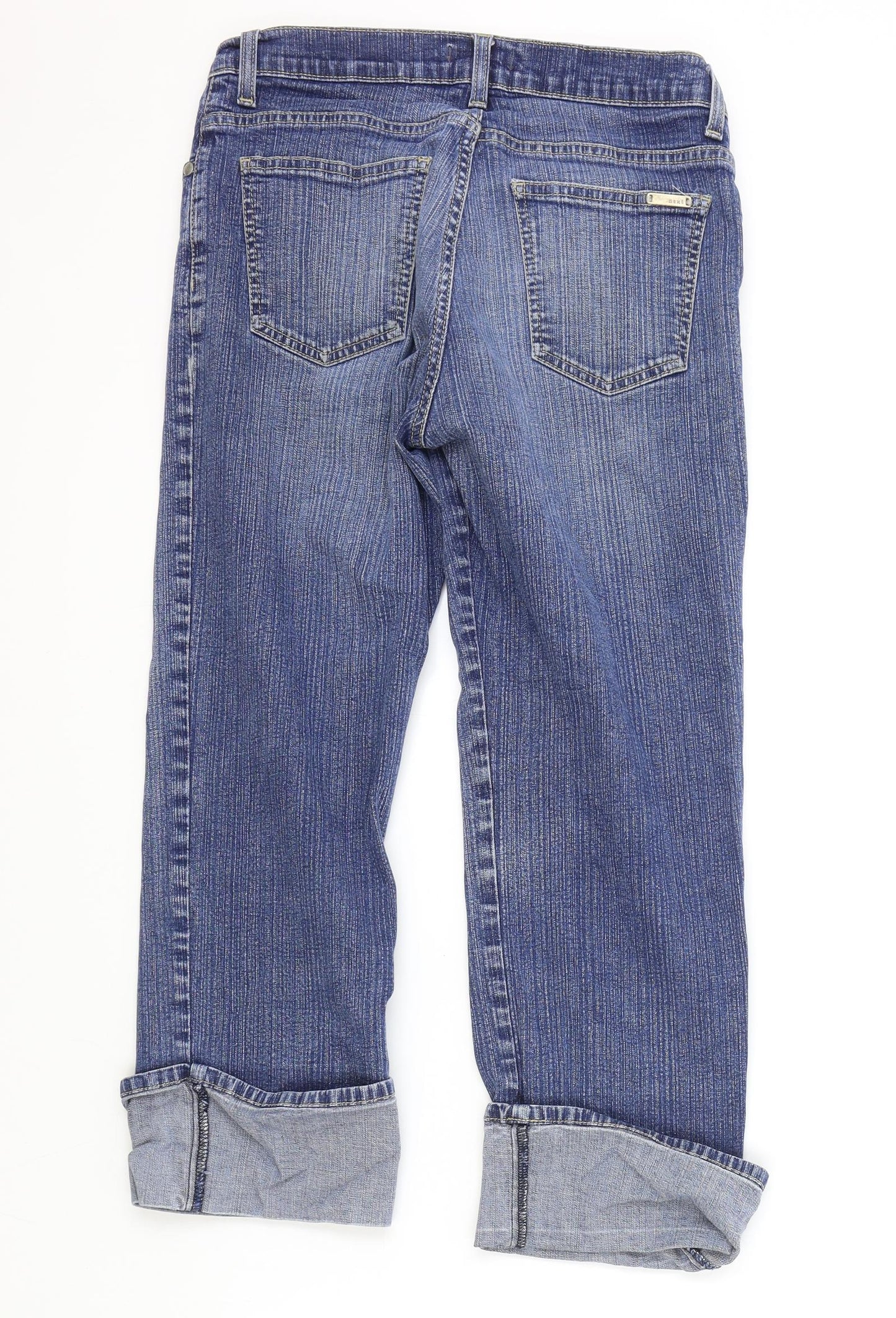 NEXT Womens Blue Cotton Cropped Jeans Size 12 L22 in Regular Zip