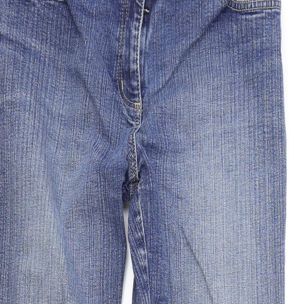 NEXT Womens Blue Cotton Cropped Jeans Size 12 L22 in Regular Zip