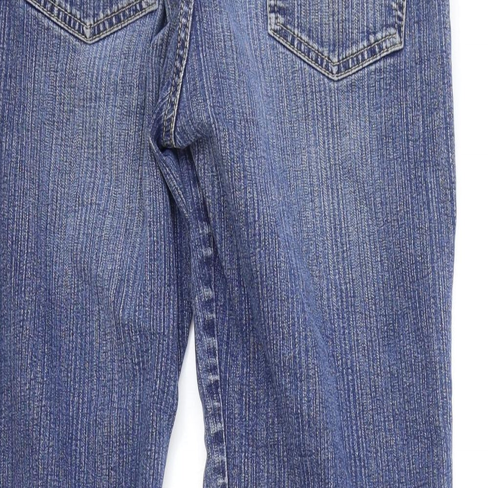 NEXT Womens Blue Cotton Cropped Jeans Size 12 L22 in Regular Zip