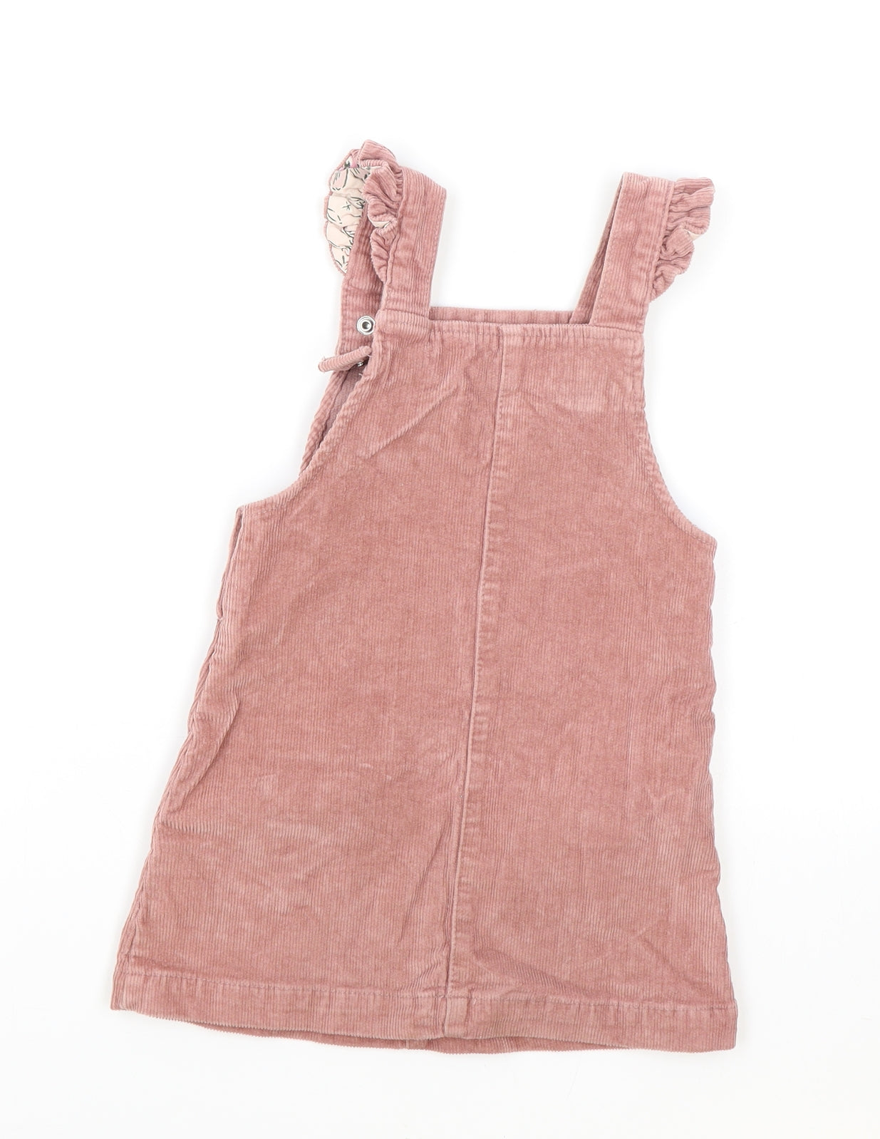 George Girls Pink Cotton Pinafore/Dungaree Dress Size 2-3 Years Square Neck Snap