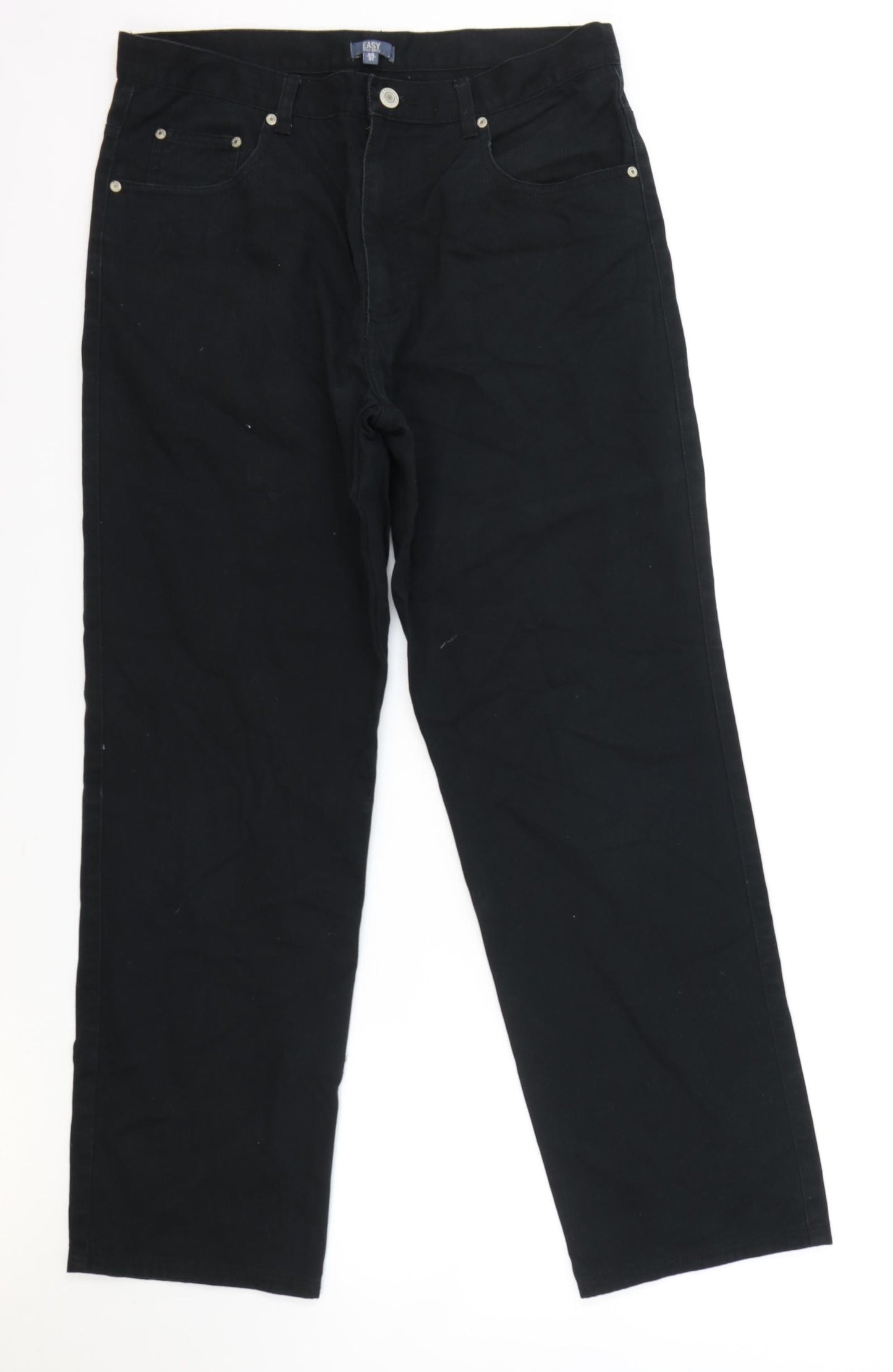 Easy Womens Black Cotton Straight Jeans Size 34 in L31 in Regular Zip