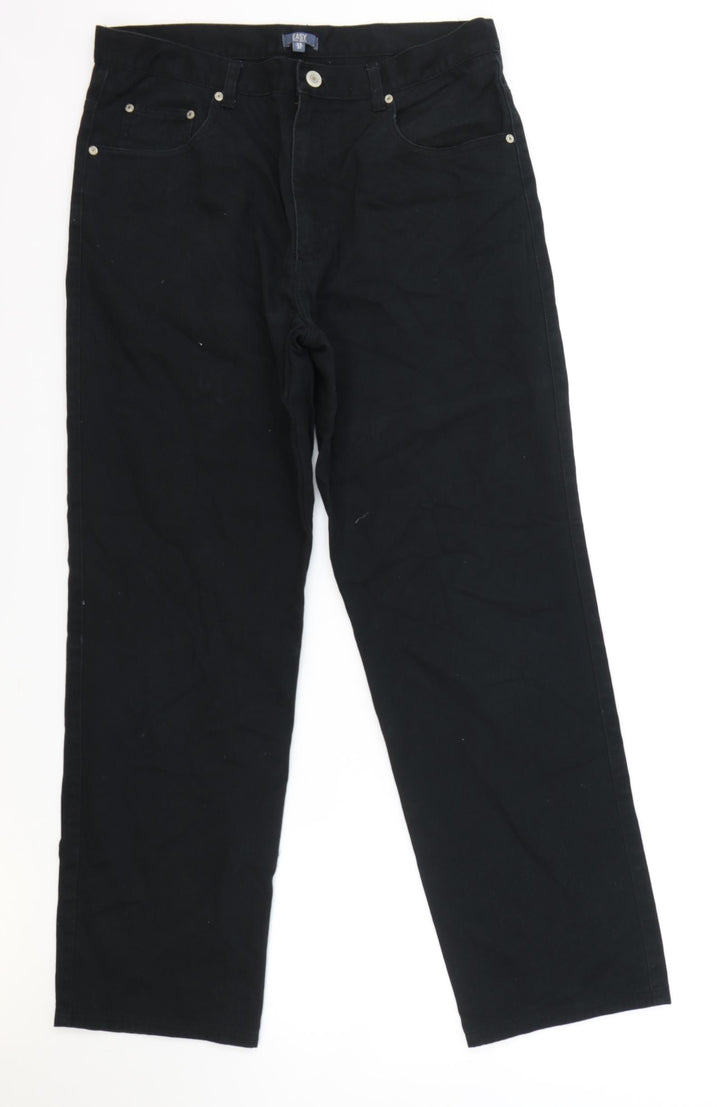 Easy Womens Black Cotton Straight Jeans Size 34 in L31 in Regular Zip