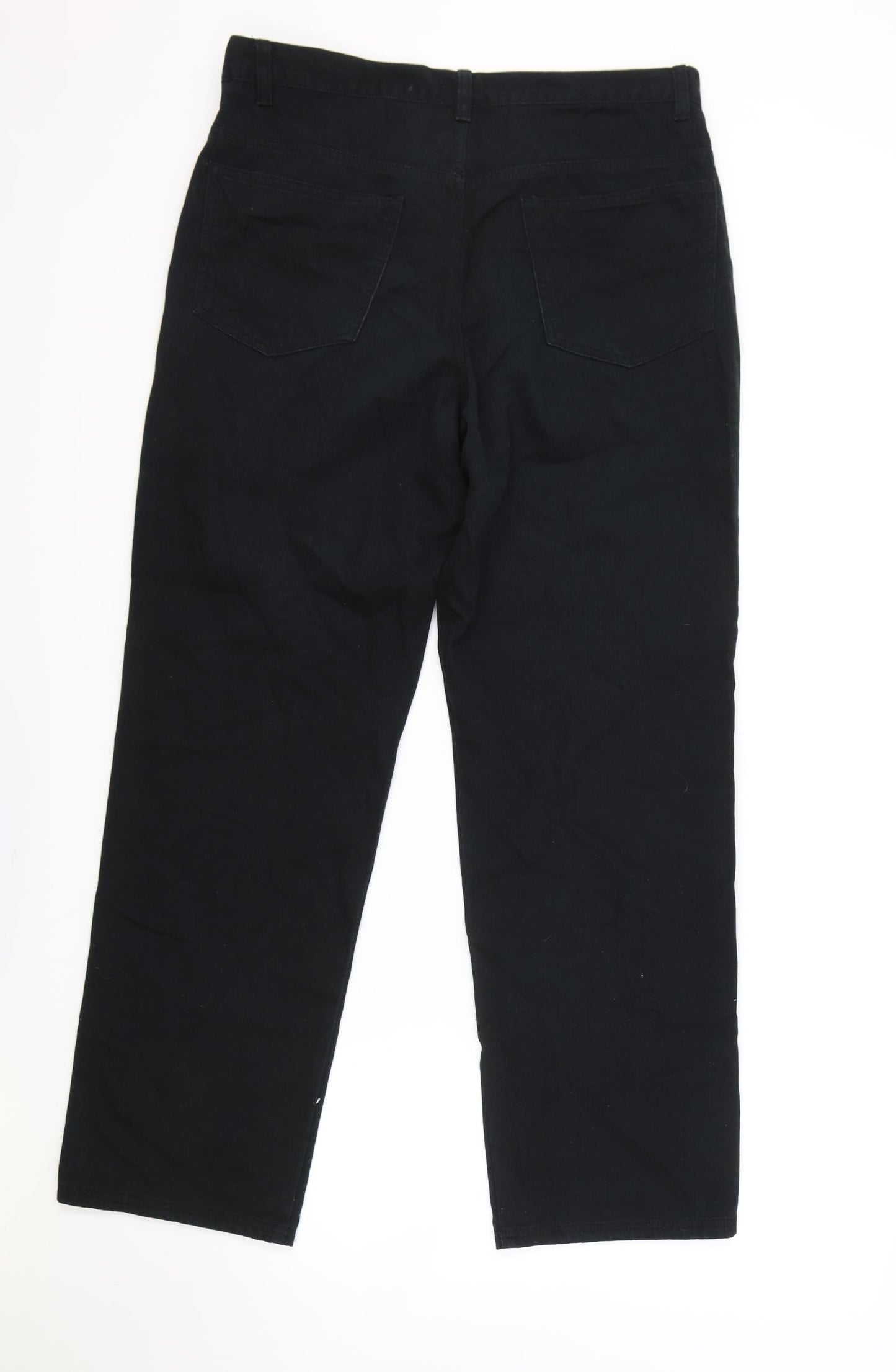 Easy Womens Black Cotton Straight Jeans Size 34 in L31 in Regular Zip