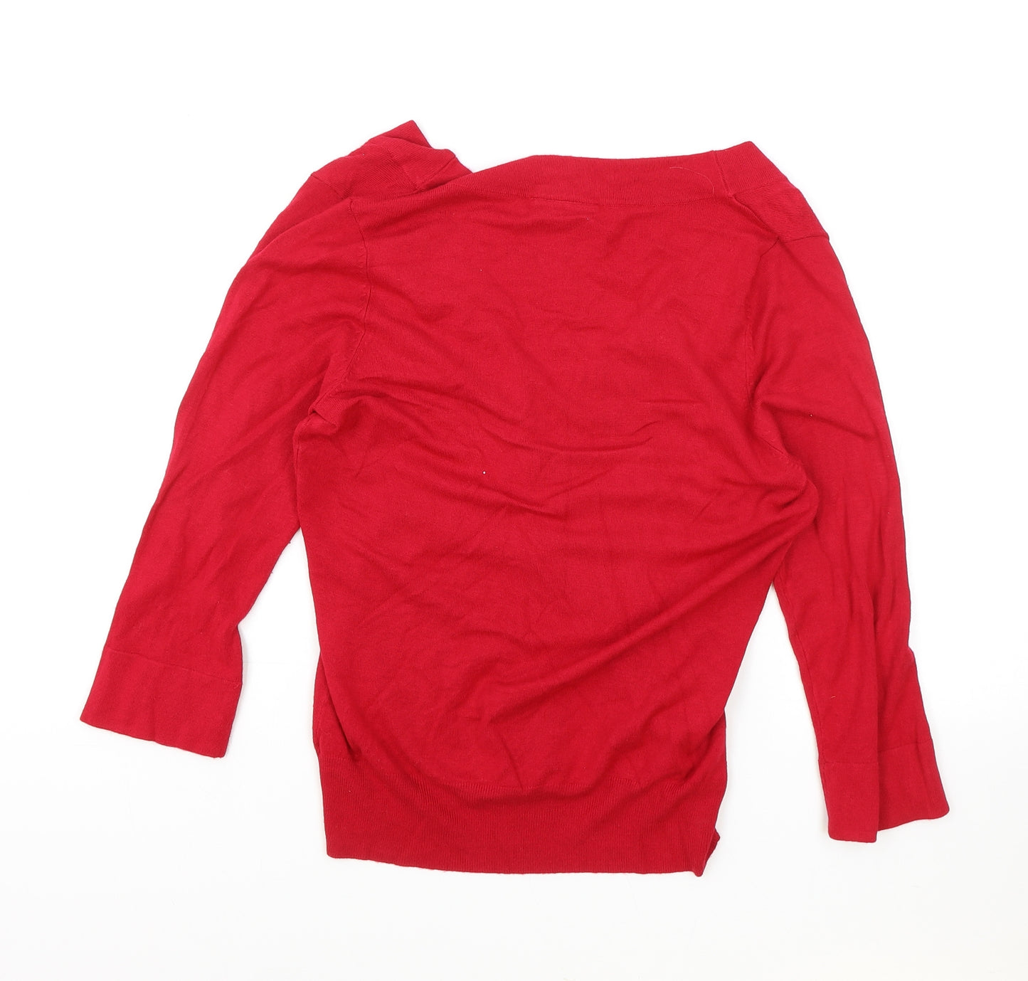 Alex & Co Womens Red V-Neck Viscose Cardigan Jumper Size 8