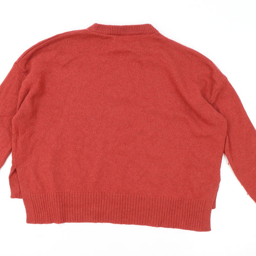 Marks and Spencer Womens Red Mock Neck Polyamide Pullover Jumper Size S