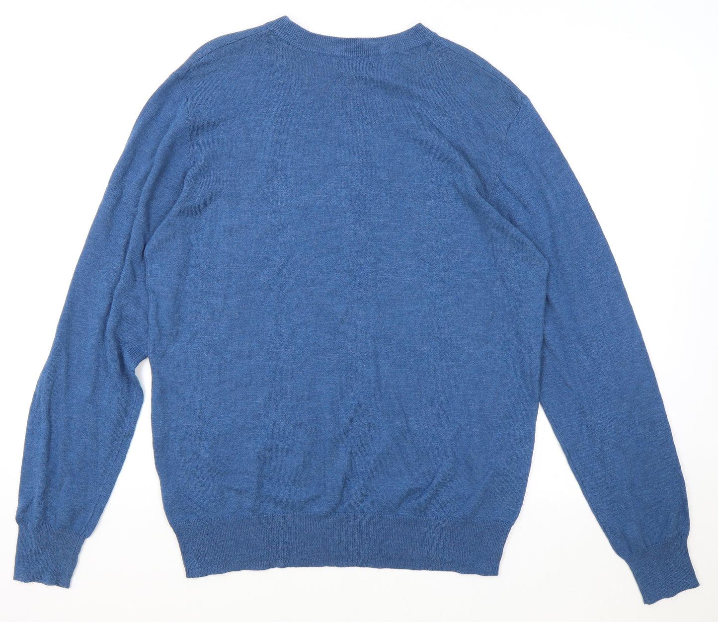 George Mens Blue Round Neck Cotton Pullover Jumper Size M