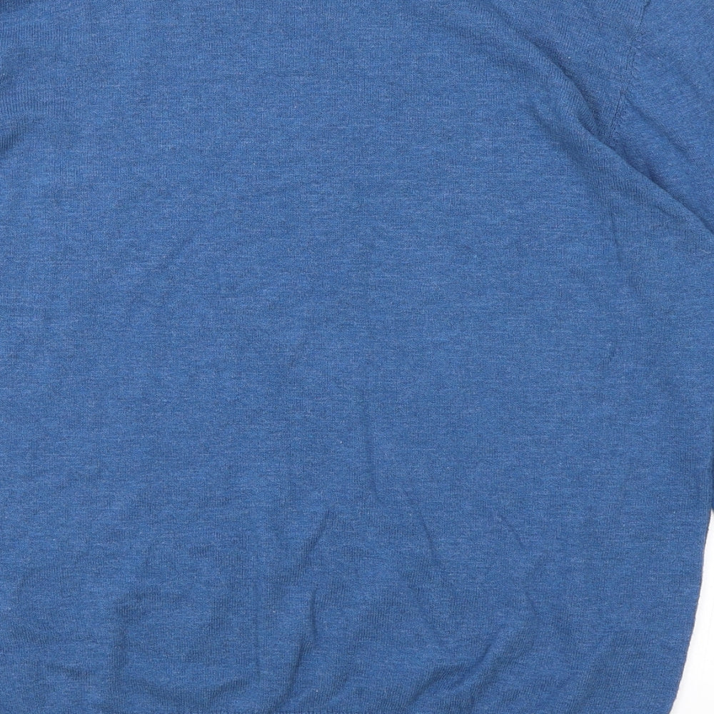 George Mens Blue Round Neck Cotton Pullover Jumper Size M