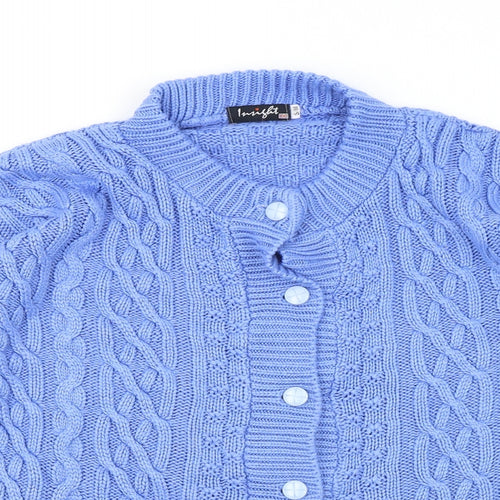 Insight Womens Blue Mock Neck Paisley Acrylic Cardigan Jumper Size M