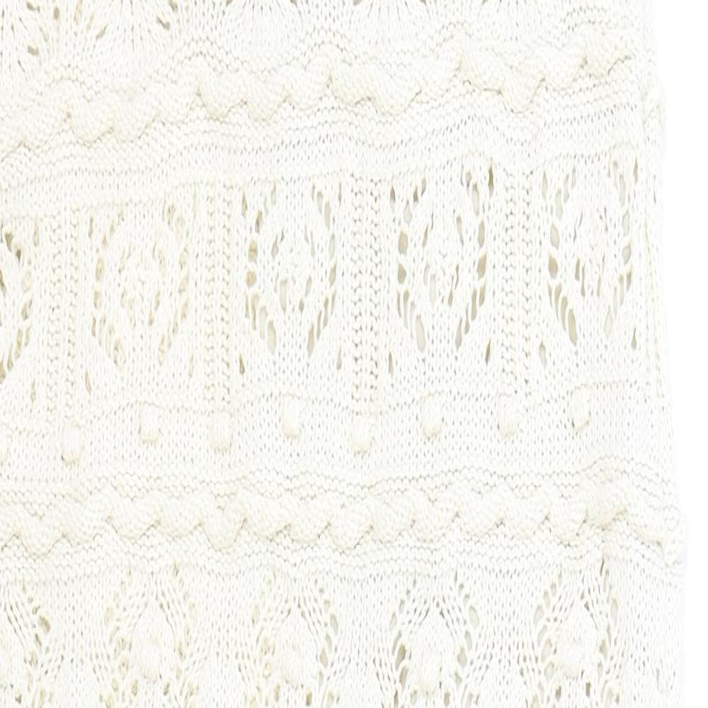 Zara Womens Ivory Polyester A-Line Size M Round Neck Pullover