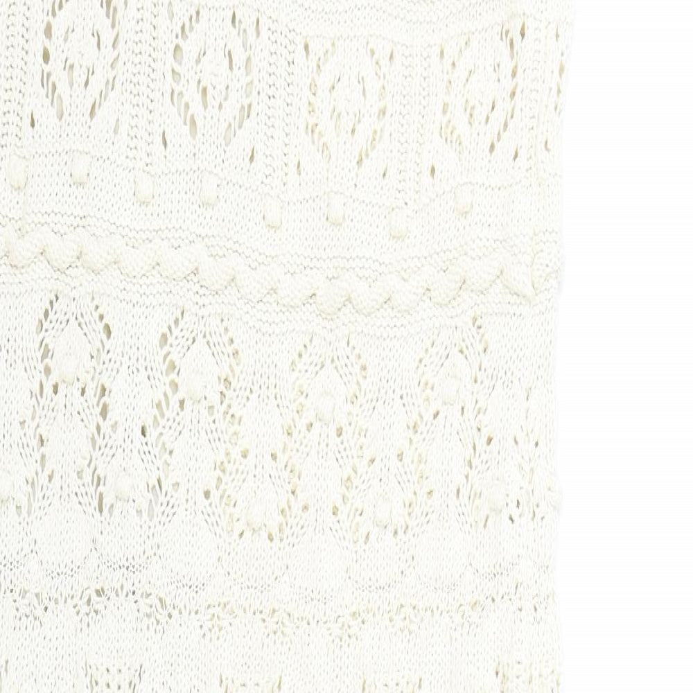 Zara Womens Ivory Polyester A-Line Size M Round Neck Pullover