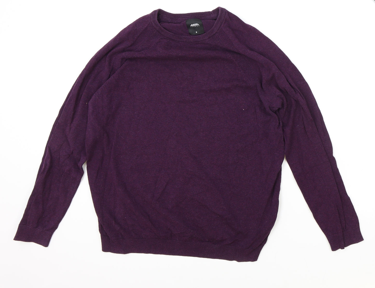 Burton Mens Purple Round Neck Cotton Pullover Jumper Size M