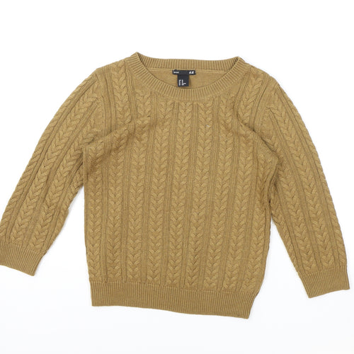 H&M Womens Yellow Round Neck Polyester Pullover Jumper Size XS