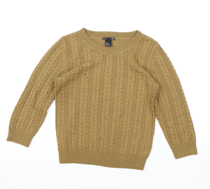 H&M Womens Yellow Round Neck Polyester Pullover Jumper Size XS