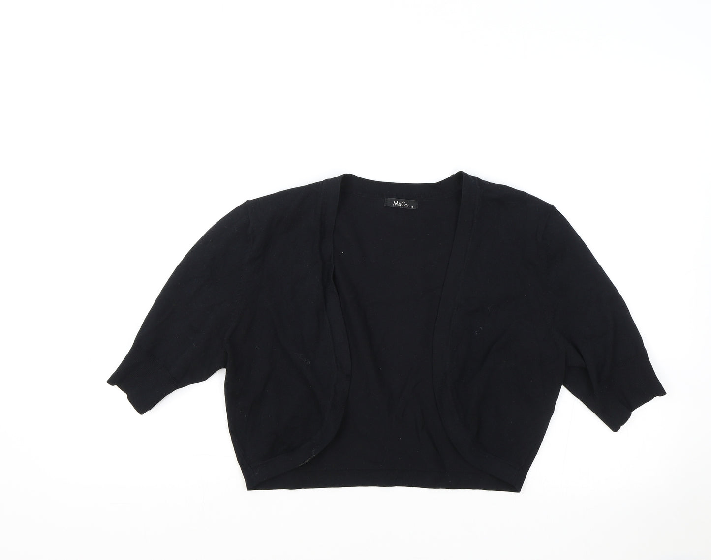 Marks and Spencer Womens Black Round Neck Cotton Shrug Jumper Size 14