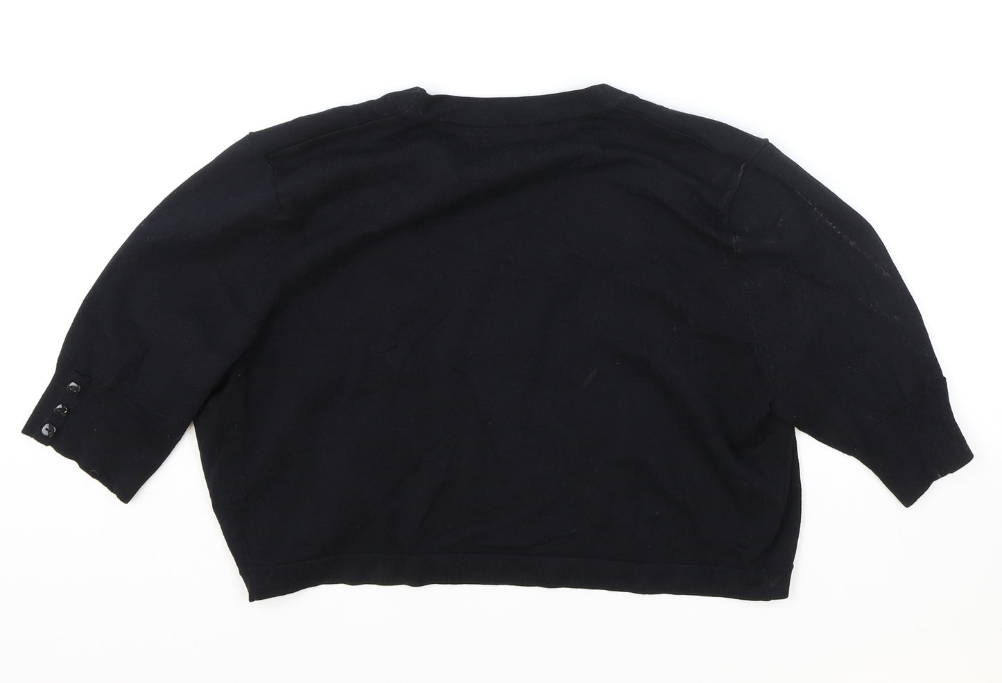Marks and Spencer Womens Black Round Neck Cotton Shrug Jumper Size 14