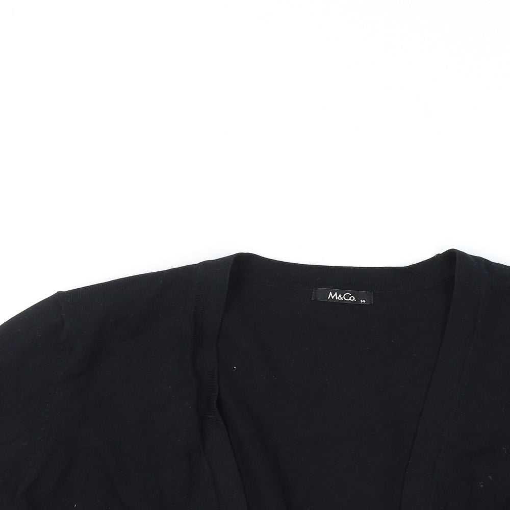 Marks and Spencer Womens Black Round Neck Cotton Shrug Jumper Size 14