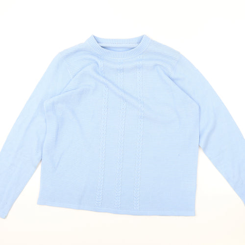 EWM Womens Blue Round Neck Acrylic Pullover Jumper One Size