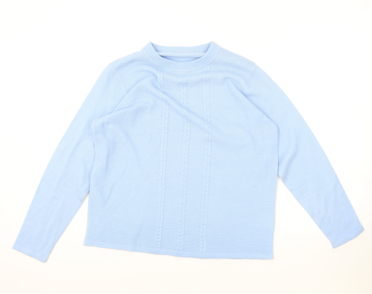 EWM Womens Blue Round Neck Acrylic Pullover Jumper One Size