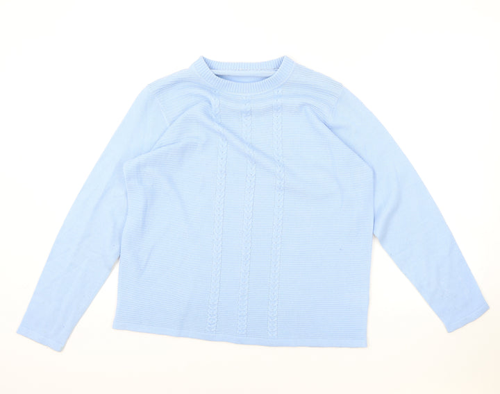 EWM Womens Blue Round Neck Acrylic Pullover Jumper One Size