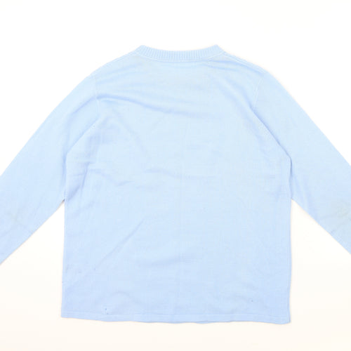 EWM Womens Blue Round Neck Acrylic Pullover Jumper One Size